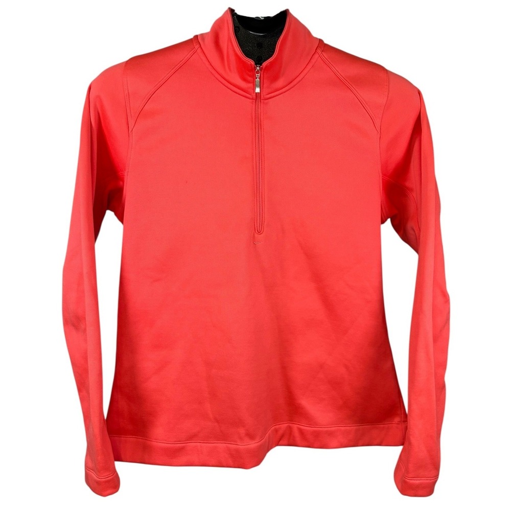 Nike Golf Therma-FIT Womens Large‎ Quarter Zip Pullover Coral Pink Fleece Jacket